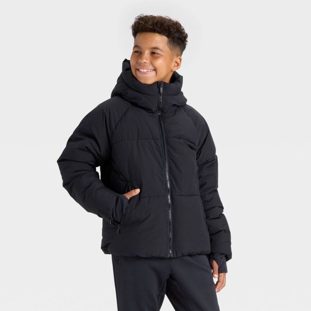 Boys' Puffer Jacket - All In Motion Black XS